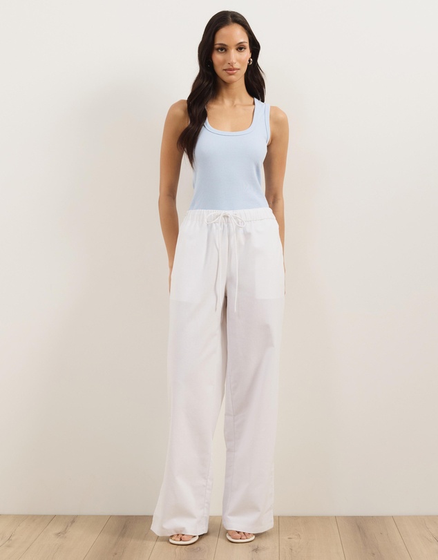 Atmos&Here - Celina Linen Blend Pants With Updated Waistband Detail