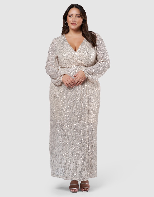 Pink Dusk by Curve Project - All I Want Sequin Maxi Dress
