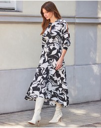Sosandar - Floral Print Keyhole Detail Jersey Midi Dress