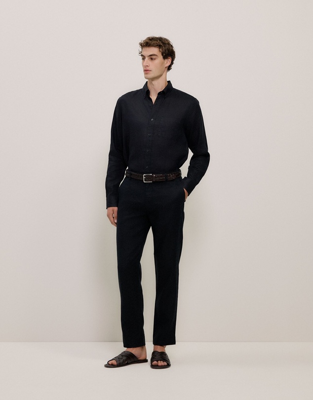 Trenery - Linen Relaxed Tailored Pant in Black