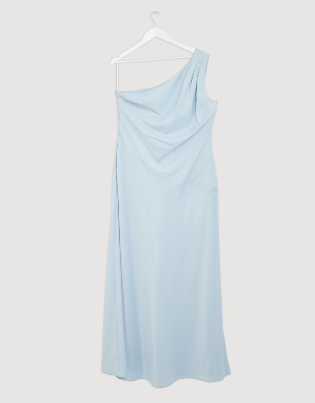 Revibe - Repaired CHANCERY Hallie Satin One Shoulder Drape Maxi Dress - AU 18