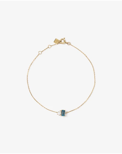 Michael Hill - Pear-Cut White Sapphire and Emerald-Cut London Blue Topaz Toi Et Moi Bracelet in 10kt Yellow Gold