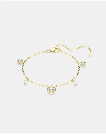 Swarovski - Una Angelic Strandage, Crystal Pearl, Round Cut, White, Gold-Tone Plated
