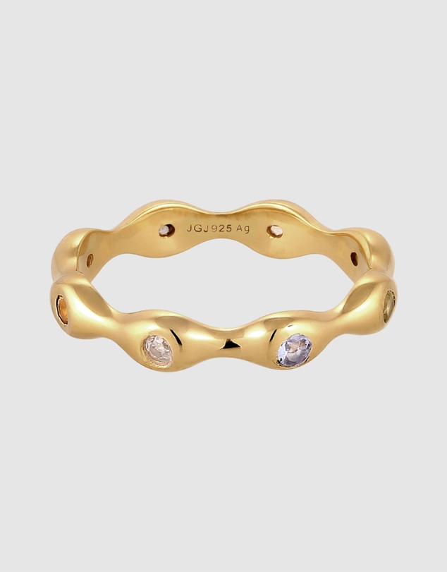 Elli Jewelry - Rainbow Eternity Band Ring in Vermeil 925 Silver
