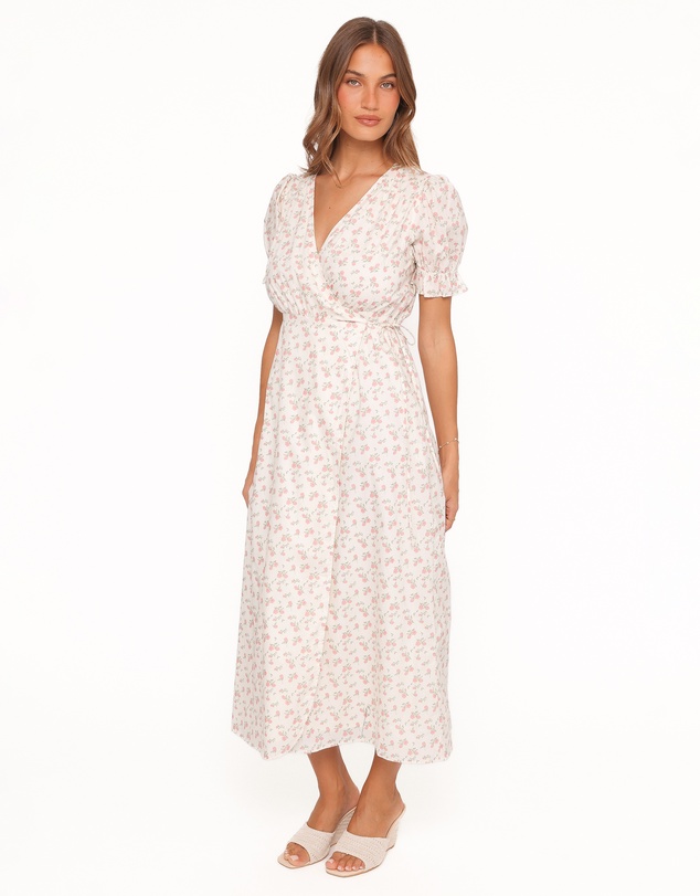 Petal & Pup - Mabella Midi Dress - Peach Ditsy Floral