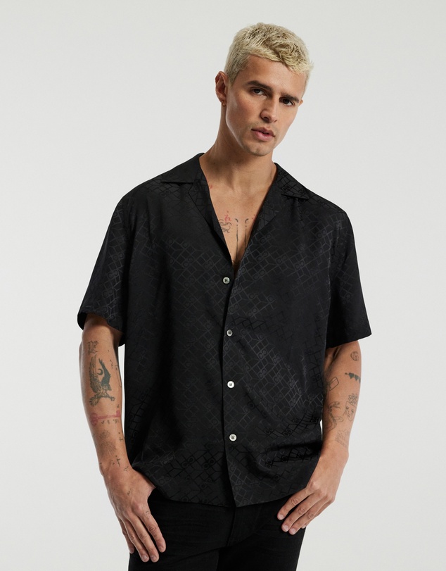 Calibre - Monogram Silk Short Sleeved Shirt Black