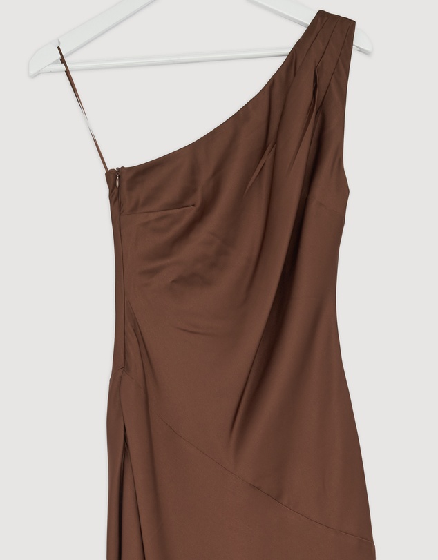 Revibe - Repaired CHANCERY Hallie Satin One Shoulder Drape Maxi Dress - AU 6