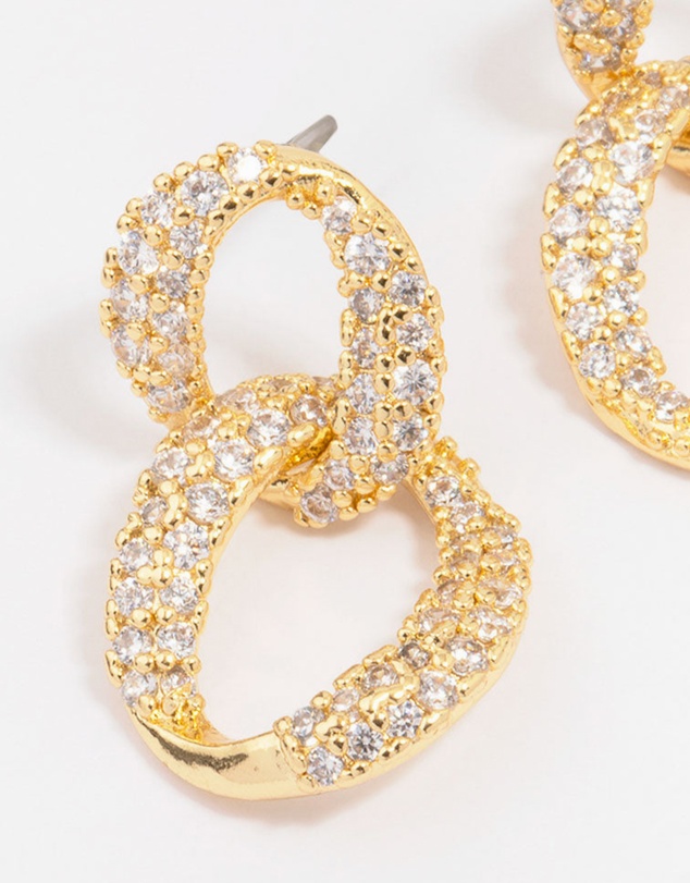 Lovisa - Gold Plated Cubic Zirconia Figure Eight Hoop Earrings