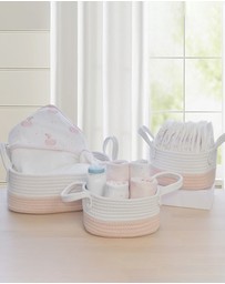 Living Textiles - 3 Pc Cotton Rope Storage Set - Blush/White
