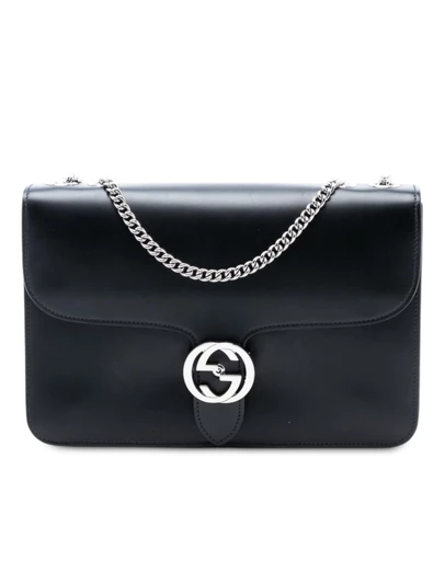 Pre-Loved by Azura Reborn - Pre-Loved Medium Polished Calfskin Dollar Interlocking G Crossbody