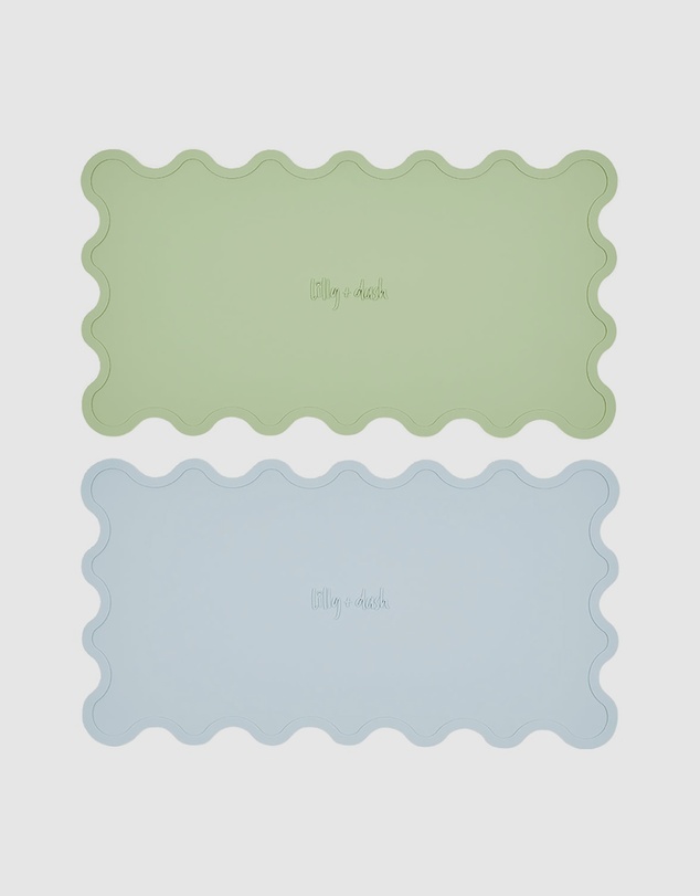 Lilly + Dash - Dog & Cat Wave Placemats - Mint Green & Sky Blue