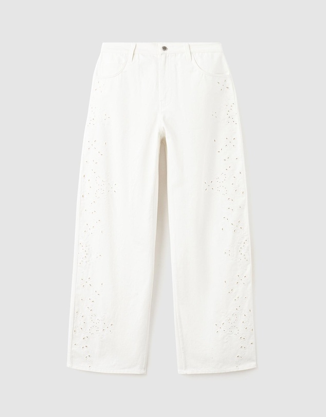 M.N.G - Embroidered Cut-Out Balloon Jeans