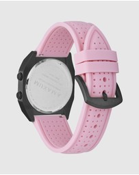 Maxum - Raglan Tide Watch – Black Case, Black Dial & Pink Silicone Strap