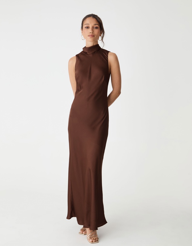 Forcast - Lorelei Tie Neck Satin Dress