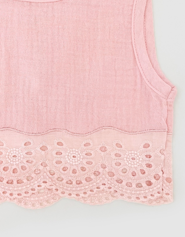 WITH LOVE FOR KIDS - Cotton Muslin Lace Top - Babies - Kids