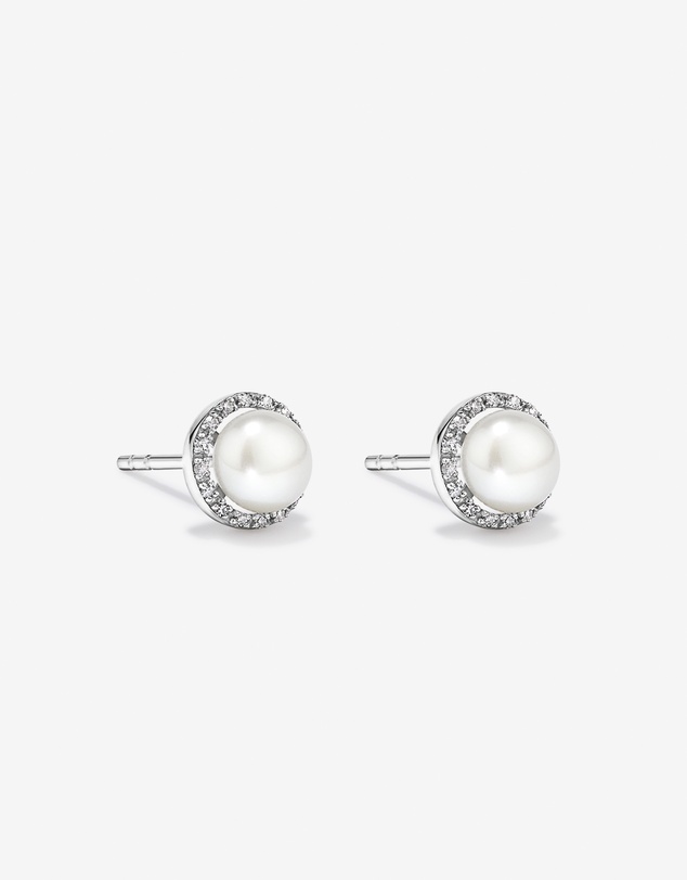 Michael Hill - Cultured Freshwater Pearl & 0.13TW of Diamond Necklace and Earring Gift Set in Sterling Silver