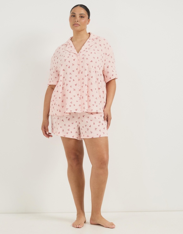 Atmos&Here Curvy - Bow Short Sleeve Pyjama Set