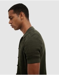Politix - Wave Knit Button Down Short Sleeve Shirt