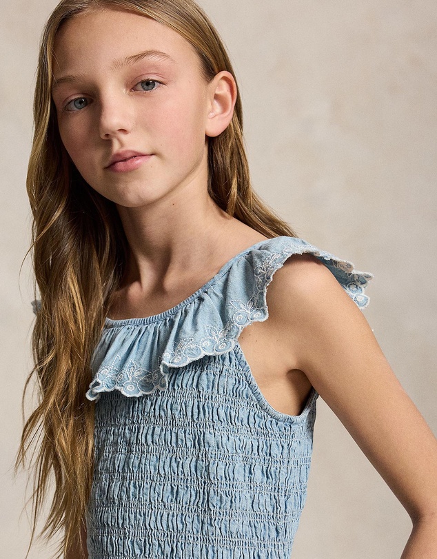Polo Ralph Lauren - Blueberry-Overlay Indigo Chambray Dress - Kids-Teens