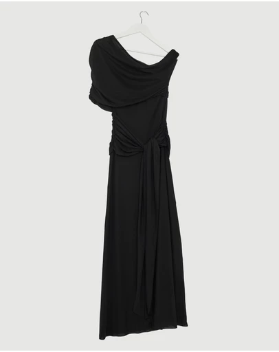 Revibe - Repaired CHANCERY Margot One Shoulder Drape Maxi Dress - AU 10