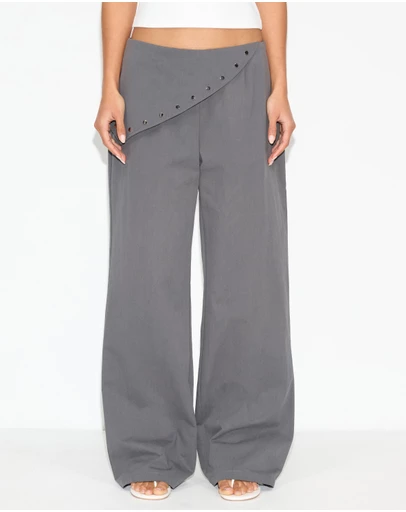 Dazie - Kara Studded Foldover Wide Leg Pants