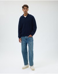 AERE - Wool Blend Chunky Knit Polo