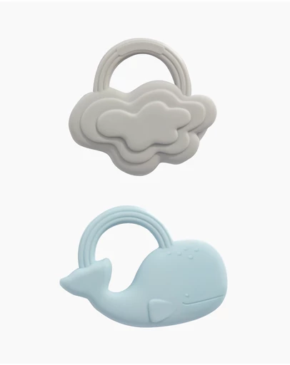 Playground - 2 Pack Silicone Teether - Whale & Cloud