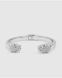 Nialaya Jewellery - Men's Silver CZ Panther Bangle
