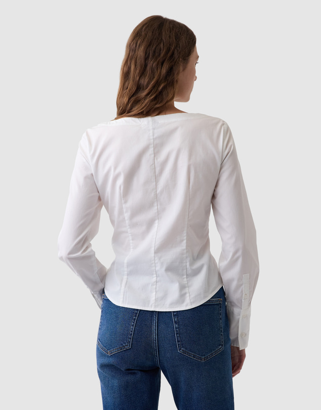 GAP - LS Scoop Neck Fitted Shirt