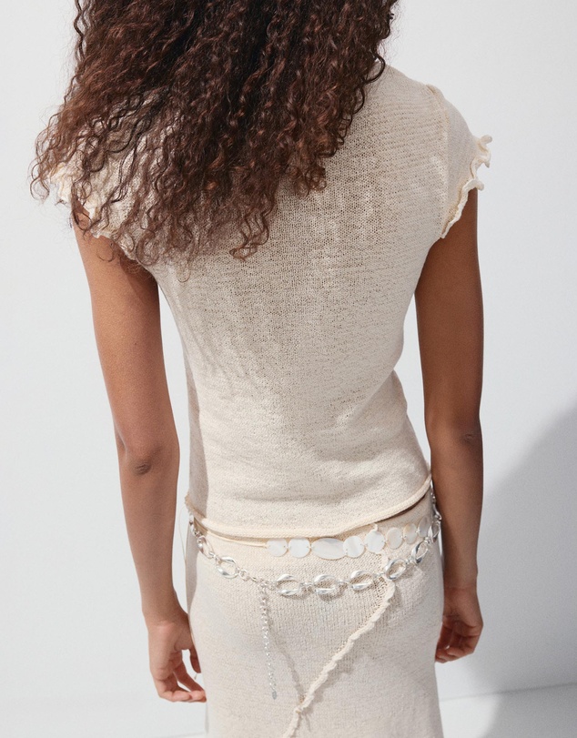M.N.G - Short-Sleeve Jumper with Wavy Seams