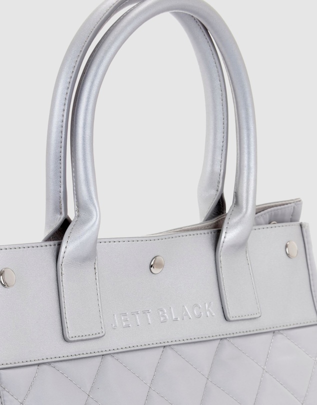 JETT BLACK - Soho Silver Quilted Tote Bag