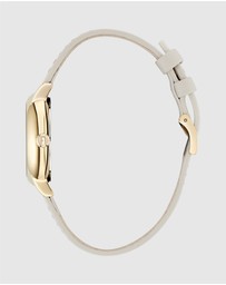 Furla - Easy Shape Yellow Gold-Tone Grey Leather Strap Watch