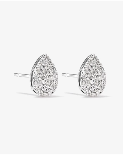 Michael Hill - 0.30 Carat TW Pear Shaped Diamond Cluster Stud Earrings in 10kt White Gold