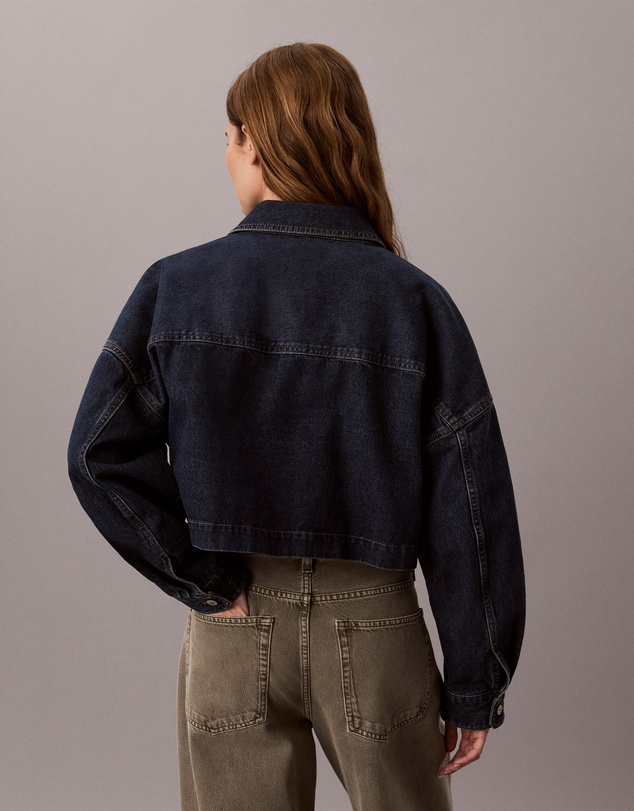 Calvin Klein Jeans - Monogram Logo Denim Cropped Shirt