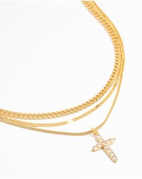 Lovisa - Gold Plated Cross & Chain Layered Necklace