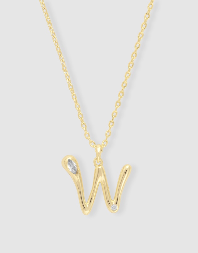 Wanderlust + Co - Alphabet Bubble Pendant Necklace - Letter W