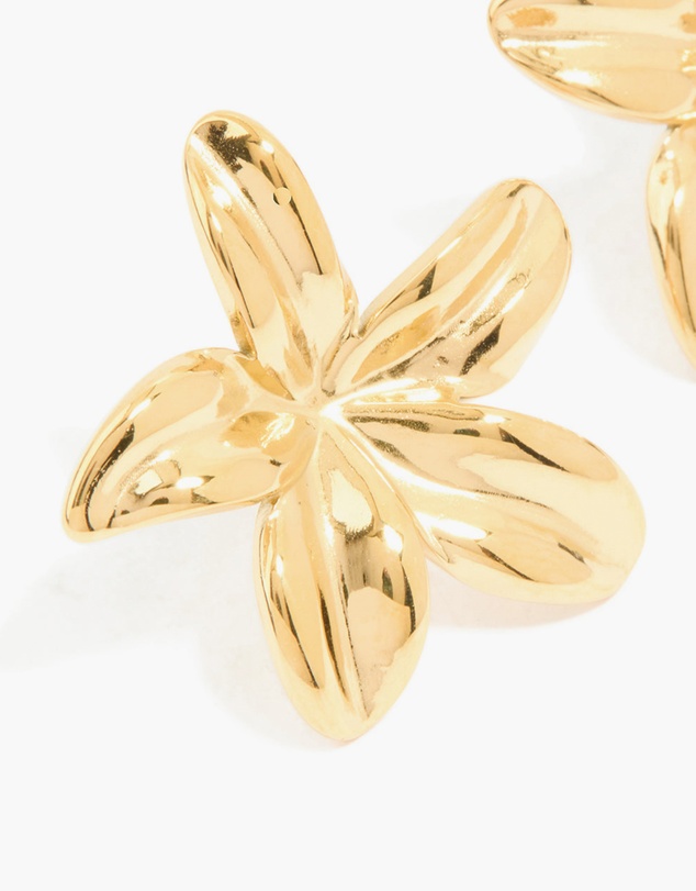 Lovisa - Waterproof Gold Plated Stainless Steel Frangipani Flower Stud Earrings