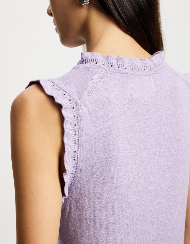 Lindsay Nicholas New York - Frill Crew Neck Shell Top