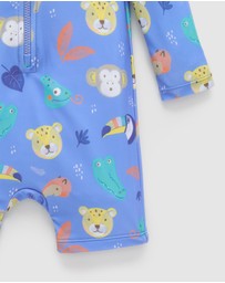Purebaby - Printed Long Sleeve Sunsuit- Kids-Babies