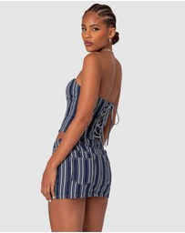 EDIKTED - Inez Striped Denim Corset