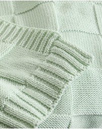 Living Textiles - Pram Knitted Blanket - Checkered Seafoam