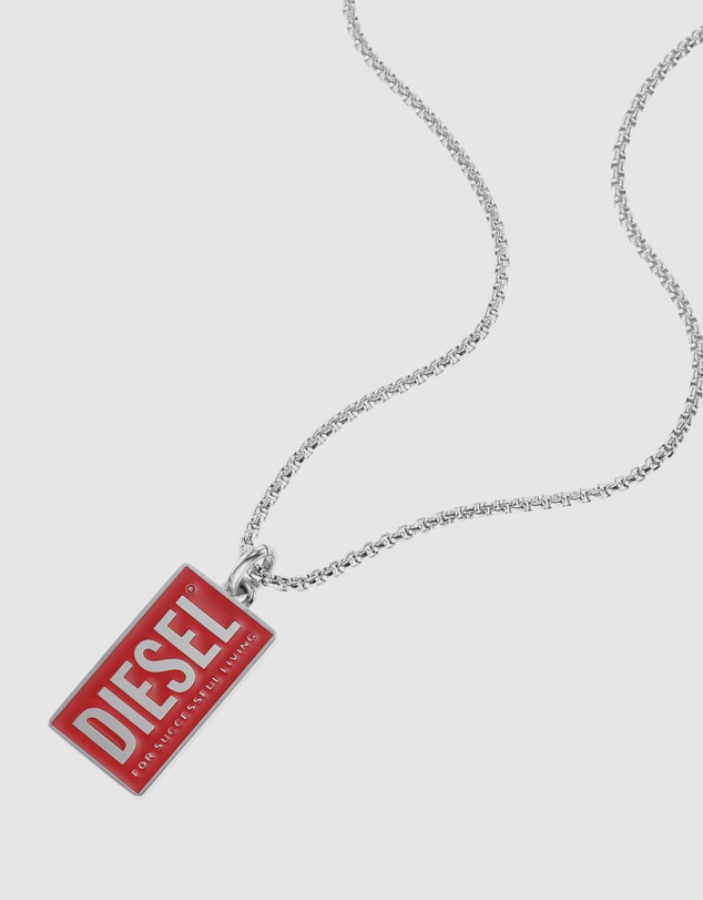 Diesel - Single Dogtags Silver-Tone Necklace