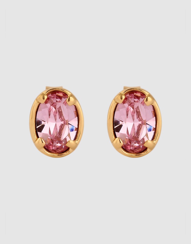 Elli Jewelry - Crystal Oval Stud Earrings in Gold-Plated 925 Silver