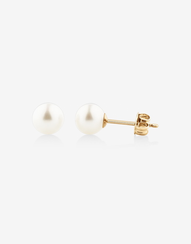 Michael Hill - Stud Earrings with 6mm Round Cultured Freshwater Pearl in 10kt Yellow Gold