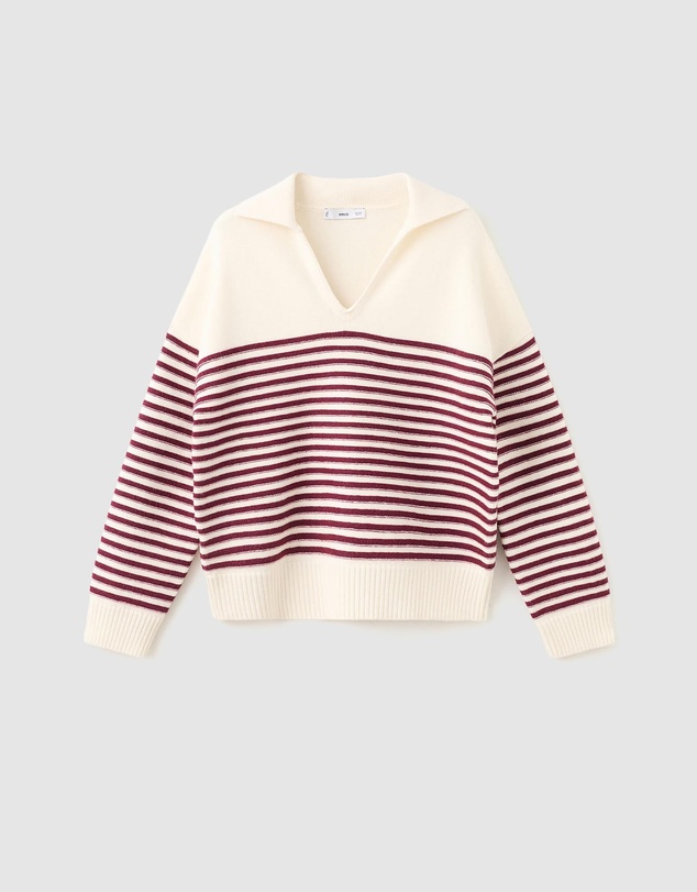 M.N.G - Striped Polo-Neck Sweater