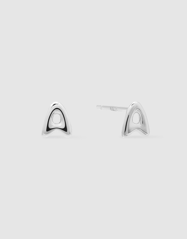 Wanderlust + Co - Alphabet Bubble Silver Stud Earrings - Letter A