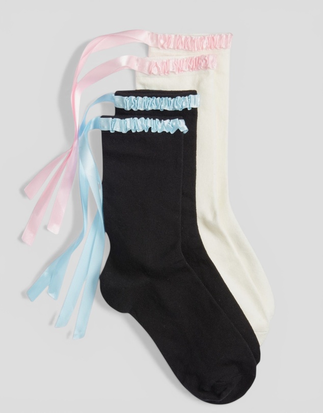 High Heel Jungle - Lara Satin Trim Cotton Socks - 2 Pairs
