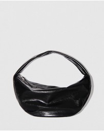 By Far - Maxi Cush Black Creased Leather Bag
