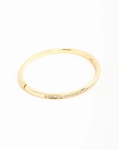 Lovisa - Gold Diamante Hinged Bangle