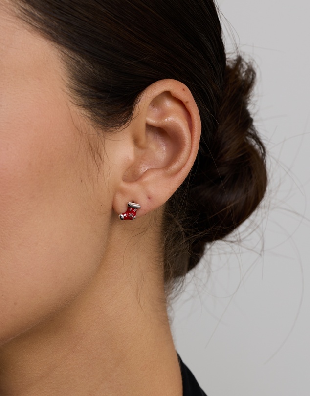 Michael Hill - Christmas Stocking Stud Earrings with Red Enamel in Sterling Silver